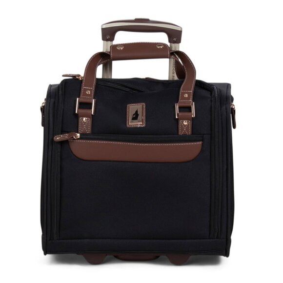 LONDON FOG BLACK/BROWN 15in Westminster Softside Underseat Bag